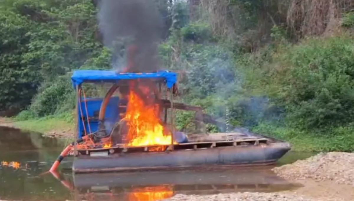 policia-fecha-garimpo-ilegal-de-ouro-e-destroi-balsa-em-israelandia