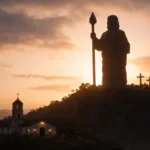 estatua-gigante-de-santo-no-mexico-vira-meme-e-e-comparada-ao-minecraft;-veja-fotos