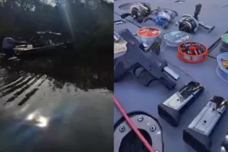 trio-e-flagrado-com-armas,-lancha-e-materiais-de-pesca-horas-antes-do-fim-da-piracema-em-aruana