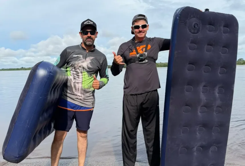 influenciador-‘ce-pita’-aceita-desafio-e-desce-rio-araguaia-em-colchoes-inflaveis;-video