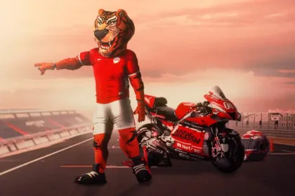no-clima-da-motogp,-vila-nova-posta-arte-pre-jogo-com-tigre-no-autodromo-de-goiania
