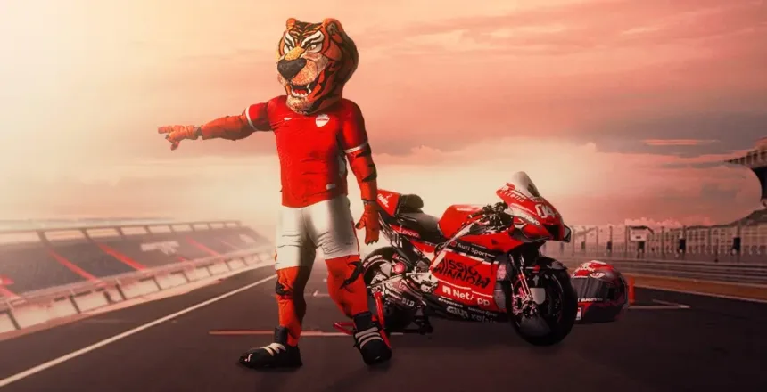 no-clima-da-motogp,-vila-nova-posta-arte-pre-jogo-com-tigre-no-autodromo-de-goiania