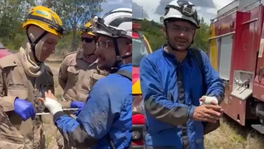 “segurei-numa-pedra-que-caiu”,-diz-biologo-apos-acidente-em-caverna-no-nordeste-de-goias