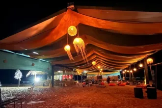 heliporto,-ar-condicionado-e-pe-na-areia:-acampamento-em-aruana-oferece-experiencia-de-resort-no-araguaia;-saiba-valor
