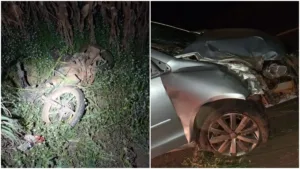 jovem-de-20-anos-morre-em-acidente-na-go-330;-suspeito-fugiu-e-deixou-latas-de-cerveja-no-carro