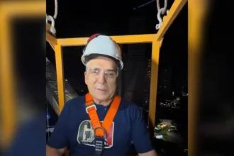nas-alturas:-mabel-usa-guindaste-para-vistoriar-revitalizacao-de-monumento;-assista