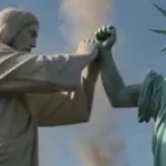 embaixada-do-ira-na-tunisia-posta-video-com-ia-de-cristo-redentor-contra-estatua-da-liberdade
