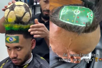 Cortes de cabelo da Copa criados por Naldo em formato de estádios
