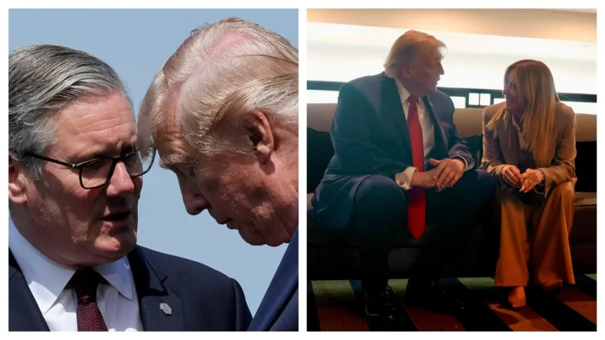 Trump e Meloni em discussão diplomática