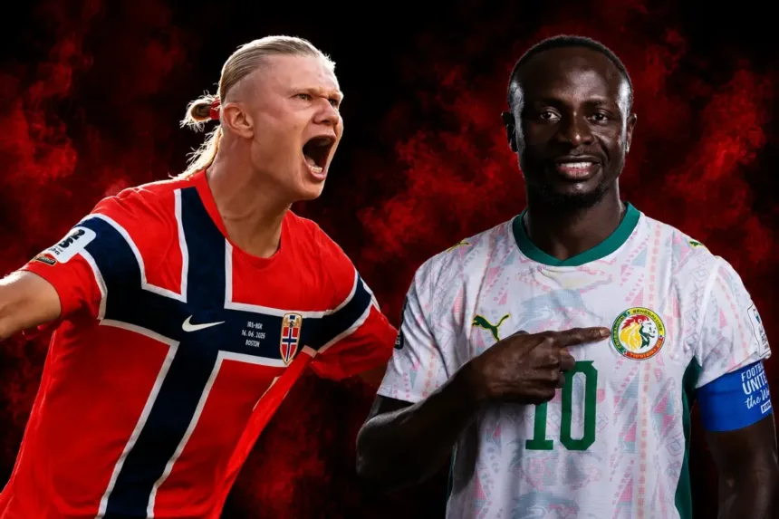 Haaland em campo contra Senegal na Copa do Mundo