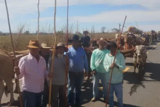 Fiéis na Romaria do Divino Pai Eterno em carros de boi