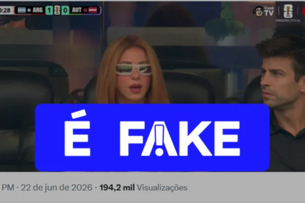 Foto falsa de Shakira e Piqué na arquibancada da Copa