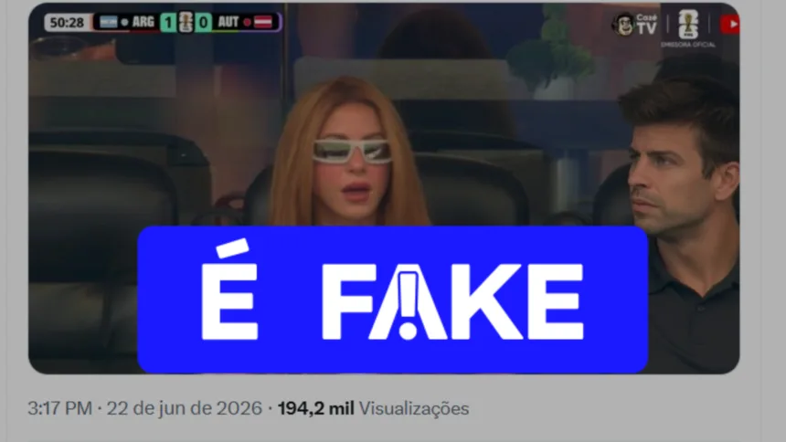 Foto falsa de Shakira e Piqué na arquibancada da Copa
