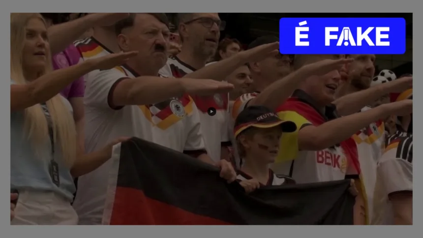 Imagem manipulada de sósia de Hitler na arquibancada
