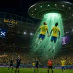 Neymar e Vini Jr. abduzidos por ETs no jogo contra Escócia