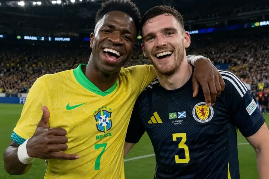 Brasil x Escócia na Copa com Rayan titular