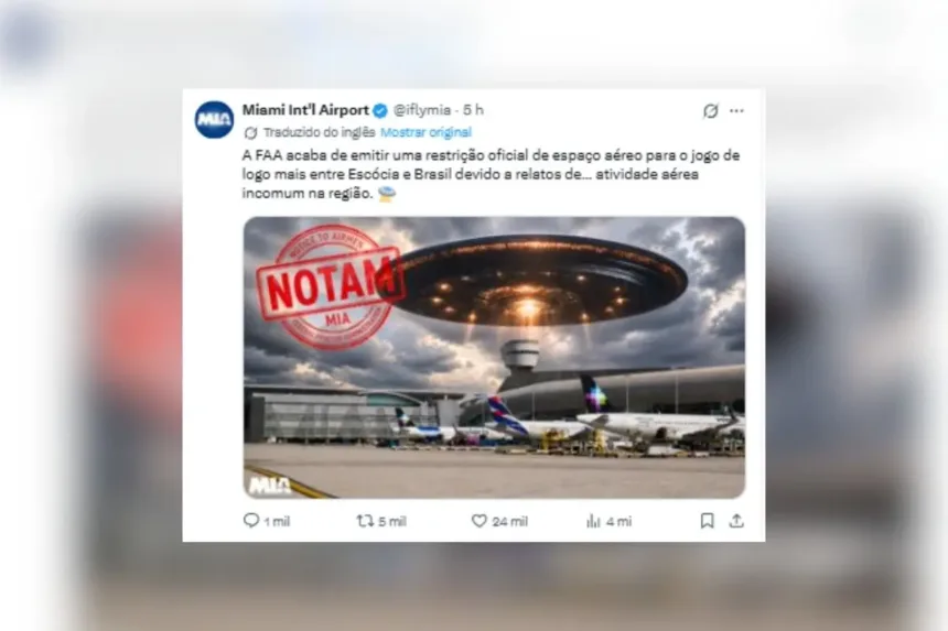 Alerta de atividade incomum no Aeroporto de Miami durante Brasil x Escócia
