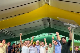 Caiado e Daniel Vilela em evento sobre eleição