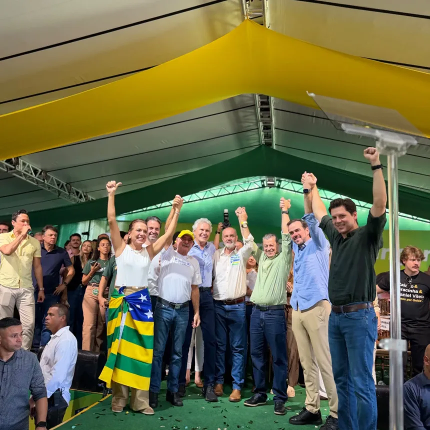 Caiado e Daniel Vilela em evento sobre eleição