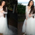 Luana Prado em vestido vintage de casamento
