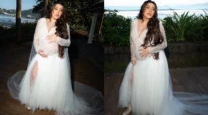 Luana Prado em vestido vintage de casamento