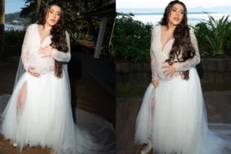 Luana Prado em vestido vintage de casamento