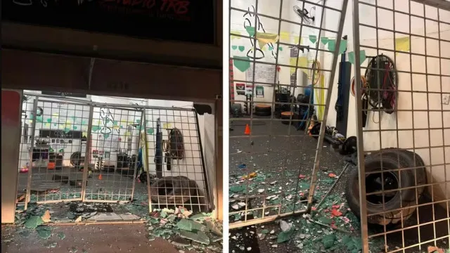 Ataque a academia em Campo Grande com carro destruindo fachada