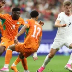 Costa do Marfim x Noruega no 1º tempo da Copa