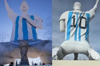 Estátua de Messi na Argentina que virou meme nas redes sociais