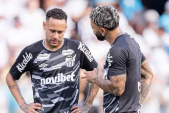 Neymar fora do jogo do Santos na Venezuela