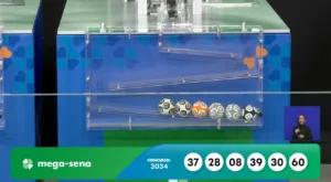 Números sorteados no concurso Mega-Sena 3034