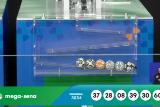 Números sorteados no concurso Mega-Sena 3034