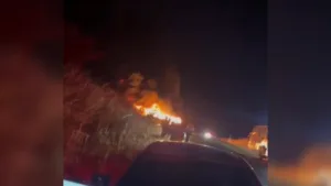 Incêndio em ônibus interestadual na BR-040 em Cristalina