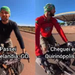 Ciclista bielorrusso viajando de bicicleta pelo sudoeste de Goiás