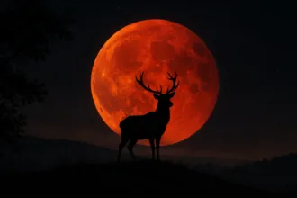 Lua do Veado iluminando o céu do Brasil