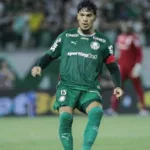 Gustavo Gómez em campo pelo Palmeiras com lesão na coxa