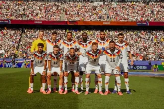 Jogadores da Alemanha na eliminação contra o Paraguai