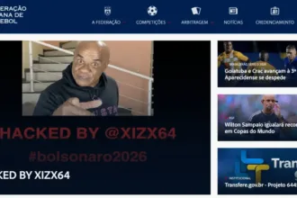 Site hackeado da Federação Goiana de Futebol com mensagem política