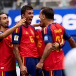 Jogadores da Espanha comemoram vitória na Copa do Mundo