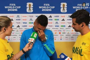 Casemiro emocionado após eliminação da seleção brasileira