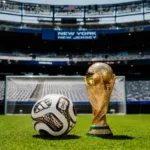 Bola da final da Copa com detalhes dos países-sede