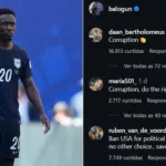 Balogun recebe cartão vermelho anulado pela Fifa