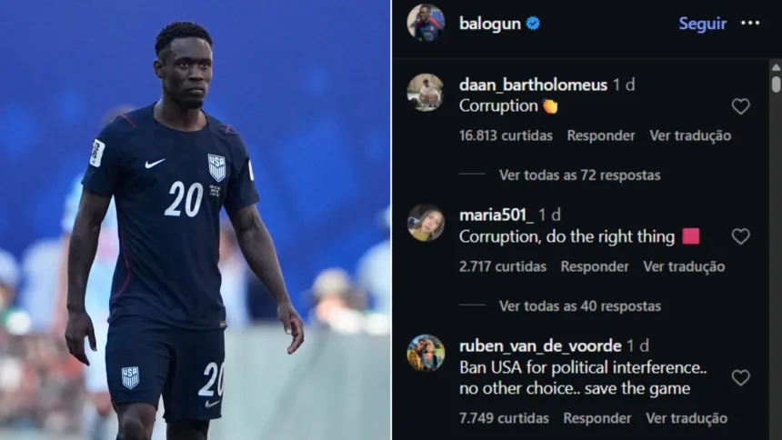 Balogun recebe cartão vermelho anulado pela Fifa