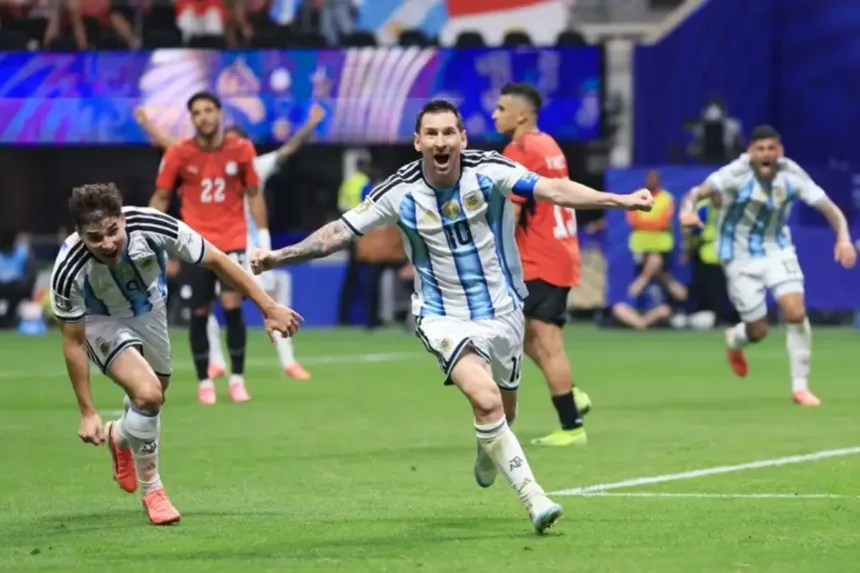Messi assistência e gol empate Argentina