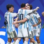 Messi comemora gol pela Argentina na Copa do Mundo