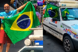 Goiano chega à Times Square após viagem de Uno 1996