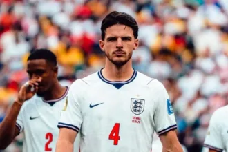 Declan Rice em ação pela seleção da Inglaterra