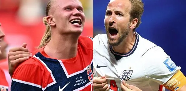 Noruega e Inglaterra mudam times para duelo Haaland x Kane na Copa; veja - UOL 1 Haaland x Kane no confronto Noruega vs Inglaterra na Copa