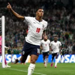 Jude Bellingham comemorando gols contra Noruega