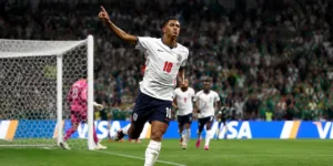 Jude Bellingham comemorando gols contra Noruega